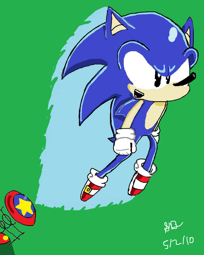Sonic bounces off spring by starforcesam on DeviantArt