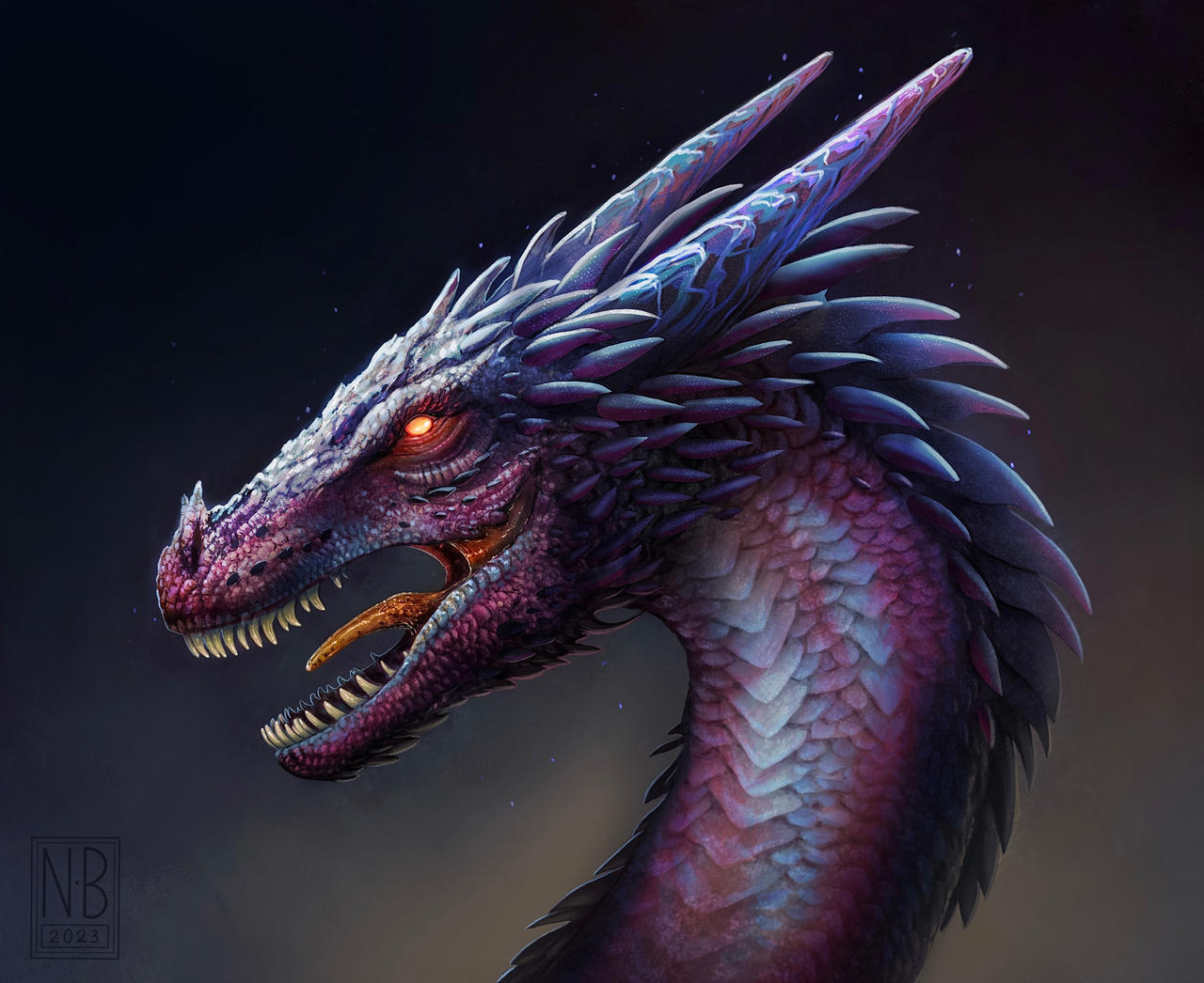Purple Dragon Portrait by NicoleBArt on DeviantArt