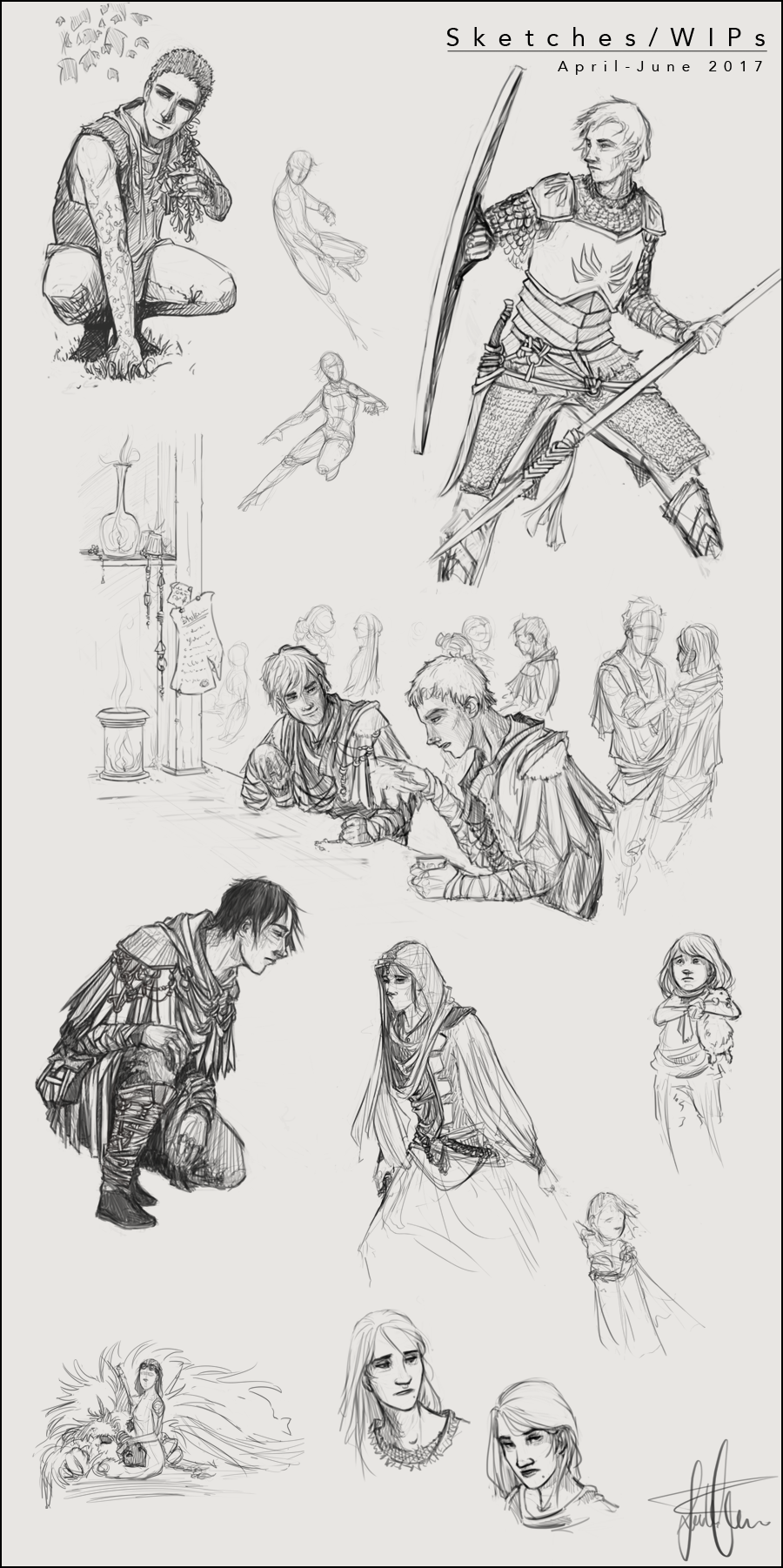 Sketches/WIPs from April to June 2017