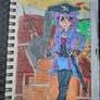 Pirate girl on her flying ship with stolen goods