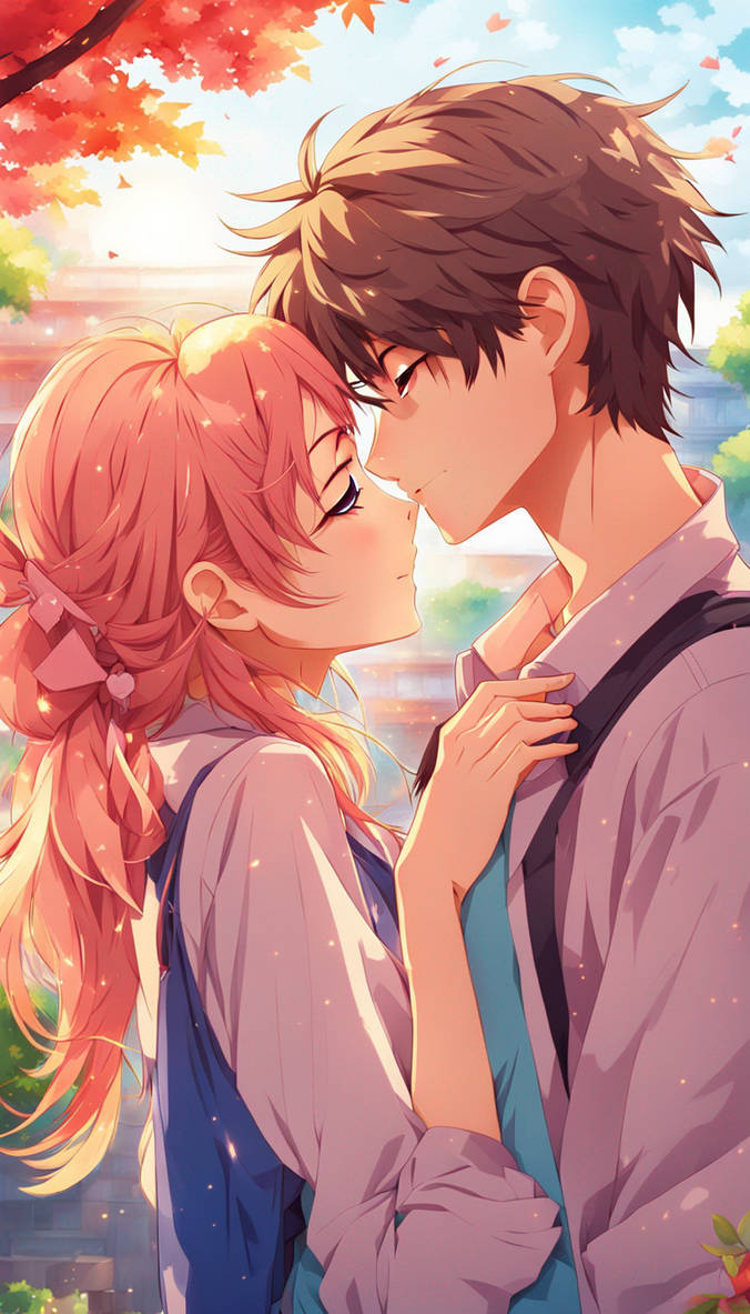 Boy and girl kissing and hugging 3
