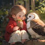 Owl and the Girl eating together