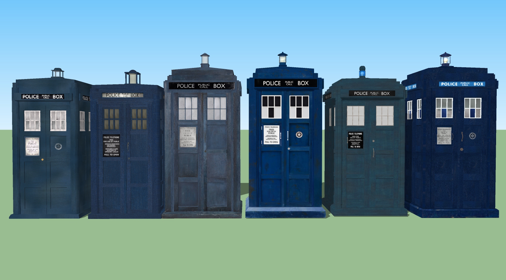 all of my 3D TARDIS models so far