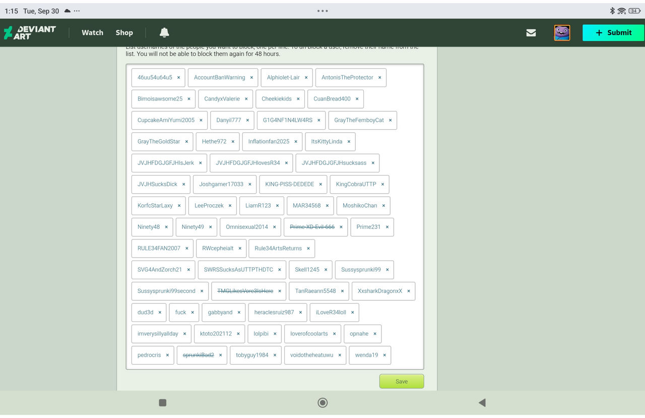 Boy Block List My Block List by yeathisisausername on DeviantArt