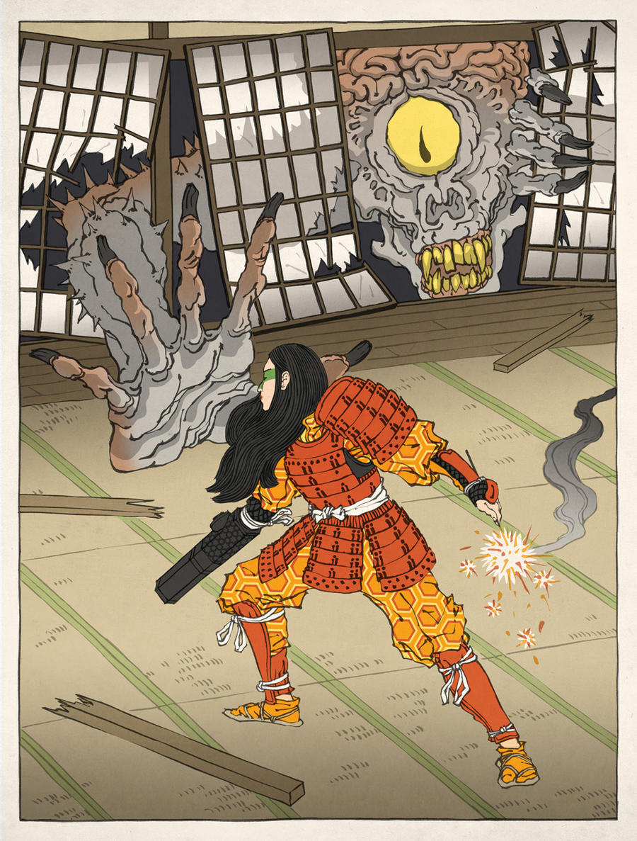 Samus Aran as an Ukiyo-e