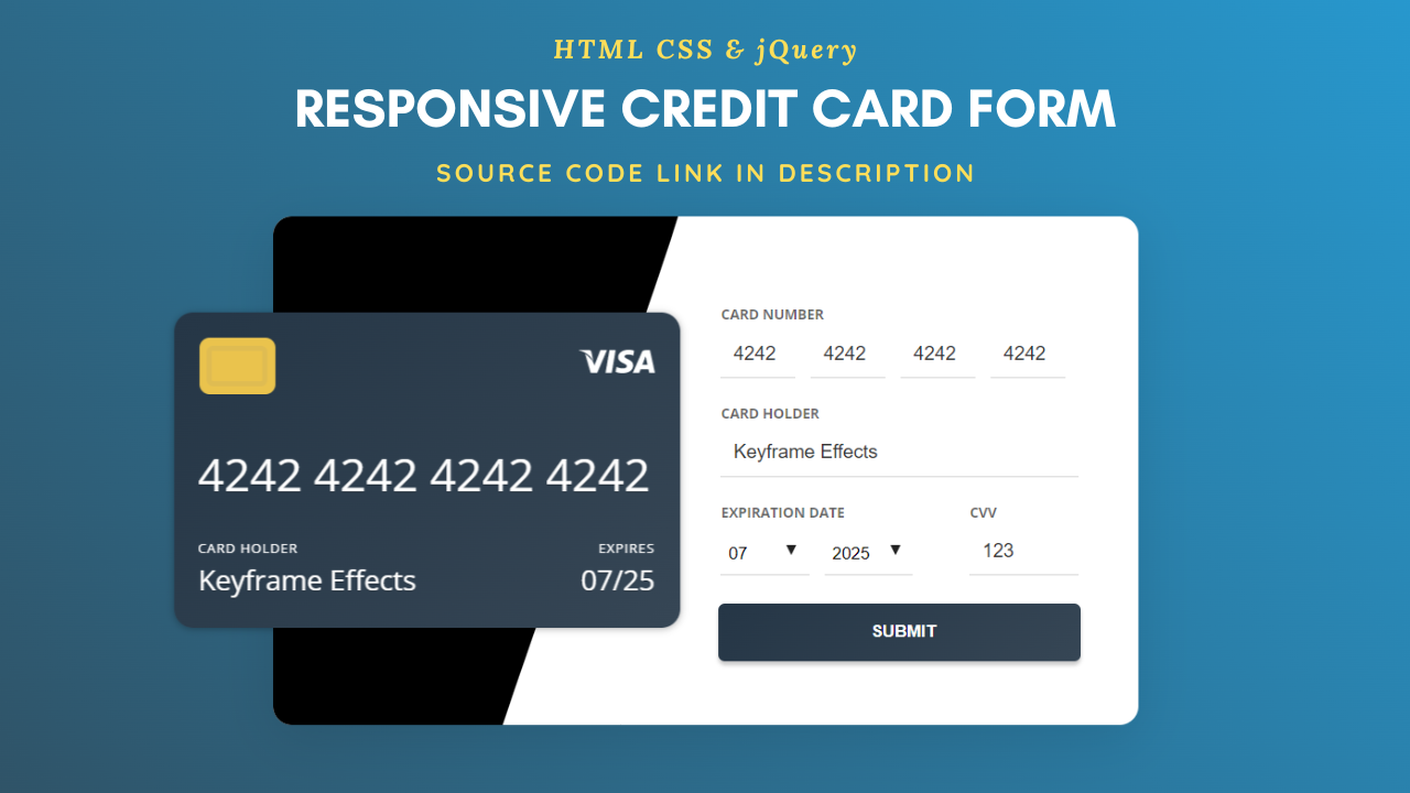 Responsive Credit Card Form Design Using HTML CSS by keyframeeffects on ...