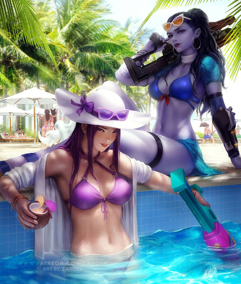 Pool Party Caitlyn And Widowmaker By Zarory On DeviantArt pool-party-caitlyn-and-widowmaker-by-zarory-on-deviantart