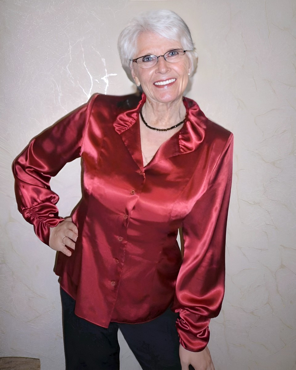 Glamorous granny in red satin blouse by satinshirt on DeviantArt