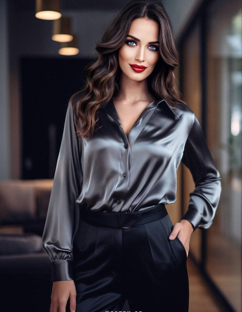 Dark Grey Silk Shirt by satinshirt on DeviantArt