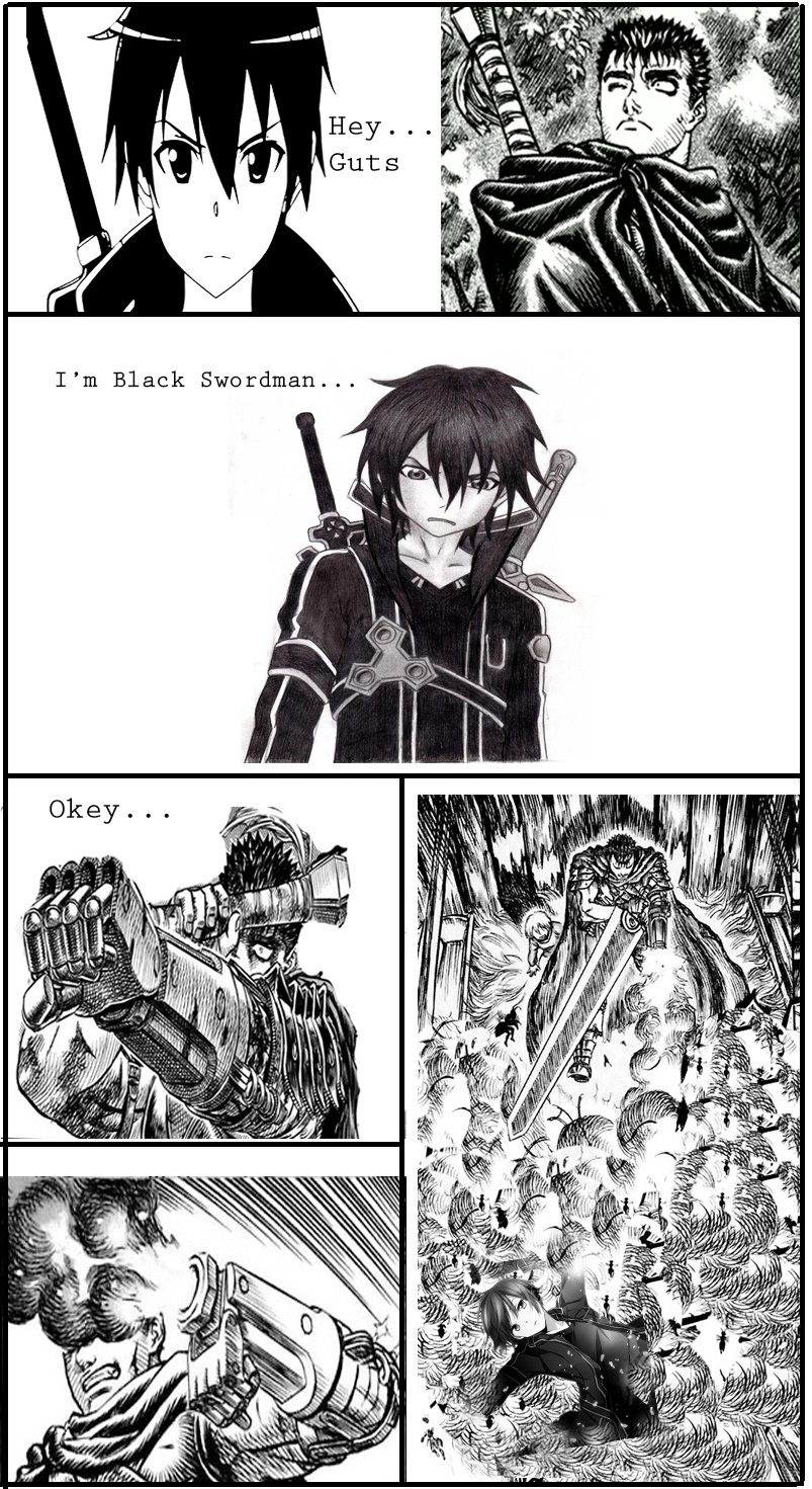Kirito vs Guts ( berserk ) by berserk1985 on DeviantArt Kirito vs Guts ( berserk ) by berserk1985 on DeviantArt