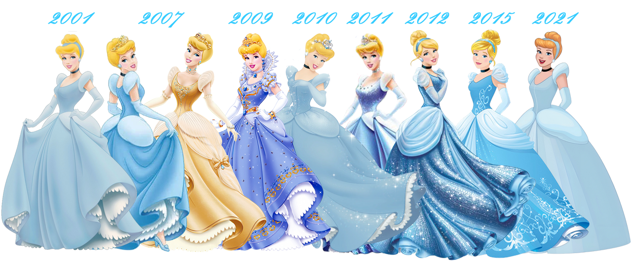 disney princess dress evolution Evolution of Cinderella's cliparts in Disney Princess merchandise : r/ disneyprincess