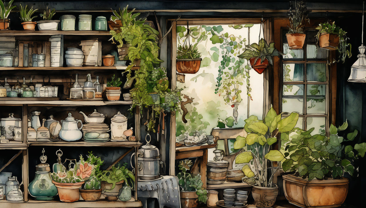 Visualhab.ai Shop Interior Cottagecore Shop Waterc by visualhubAI on ...