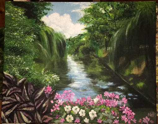 River acrylic painting