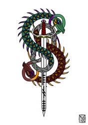 Serpent Symbol, Sword and Ogham