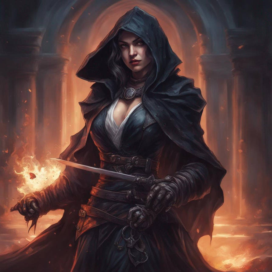 Portrait Of A Assassin Woman With A Dark Style And