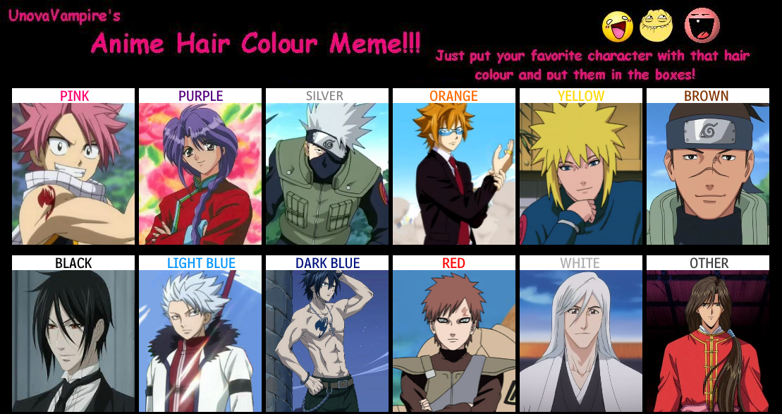 Favorite Anime Hair Color Meme 2022 (Boys) by StellarFairy on DeviantArt