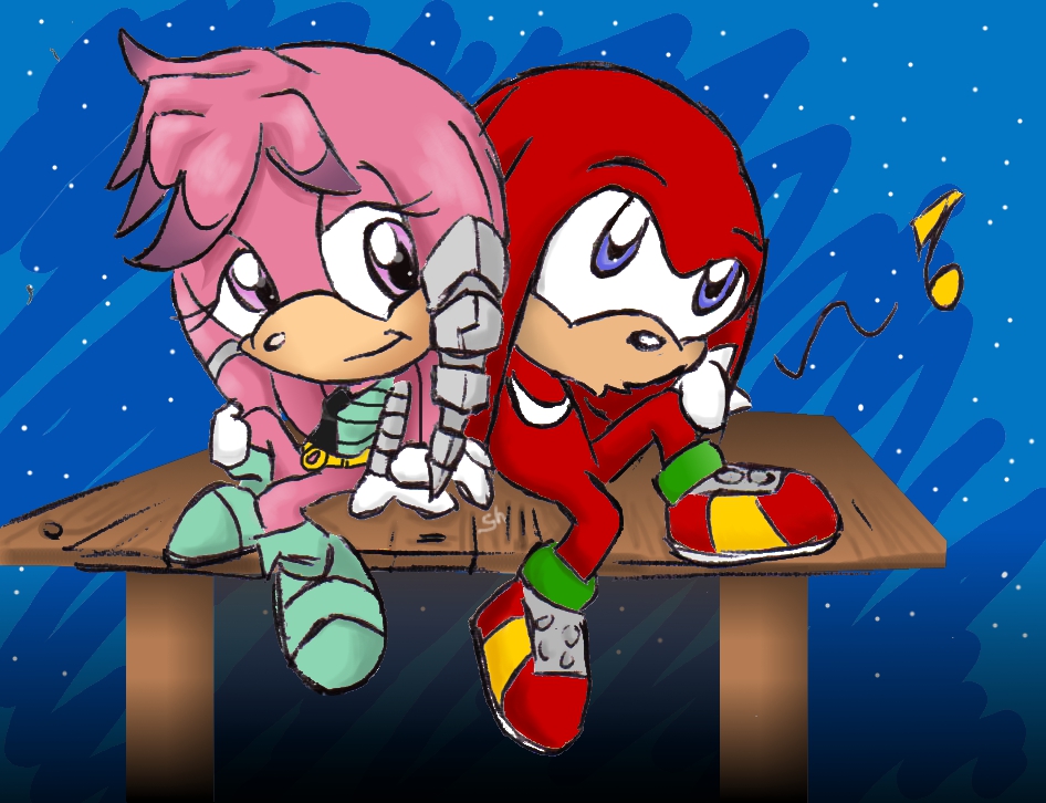 Knuckles and Julie-Su In Sonic X form by ShineTheEchidna07 on