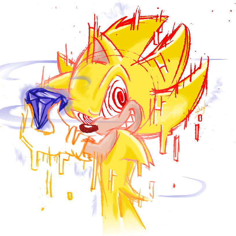 Sonic 2 Drawing styled Fleetway Super Sonic from V by Abbysek on DeviantArt