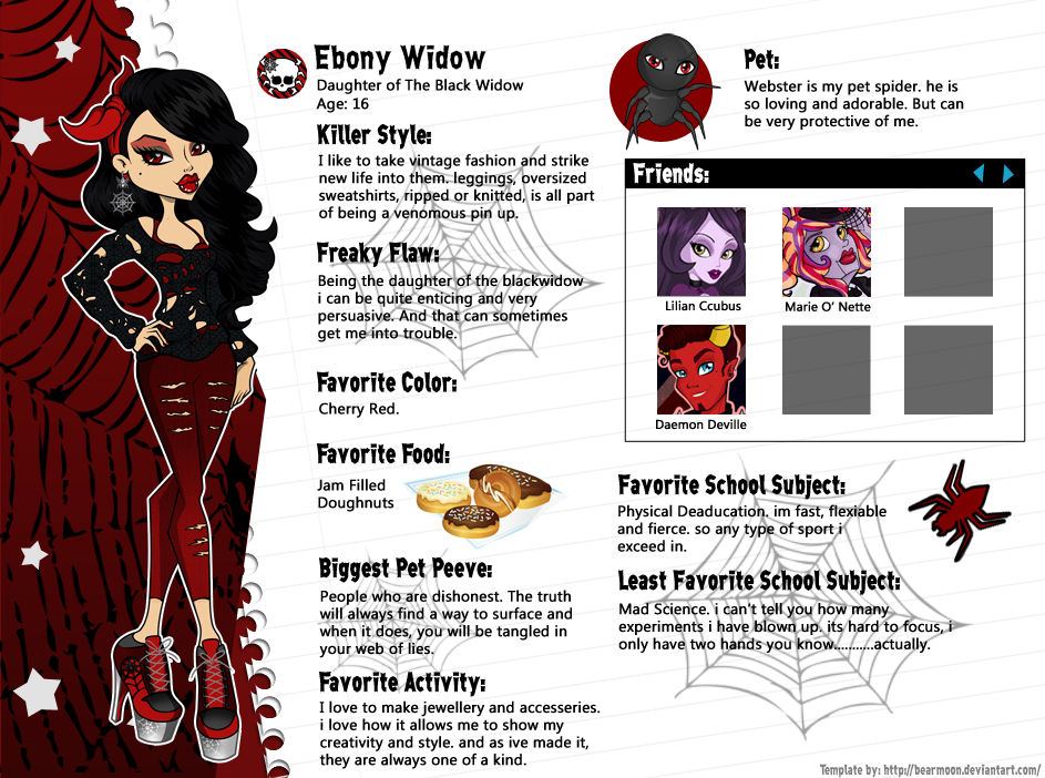 Monster High OC Ebony Widow Bio