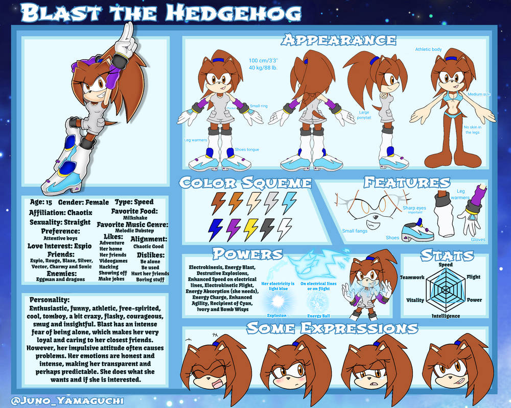 Blast the Hedgehog Sonic OC Reference Sheet by JunoYamaguchi on Blast the Hedgehog Sonic OC Reference Sheet by JunoYamaguchi on