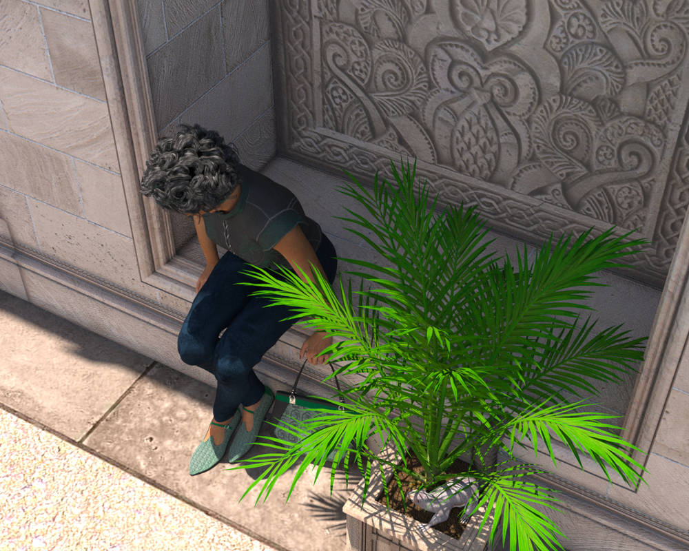 Tourist Sitting in a Shaded Alcove by KickAir8P