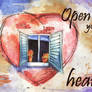 inspirational art OPEN YOUR HEART watercolor