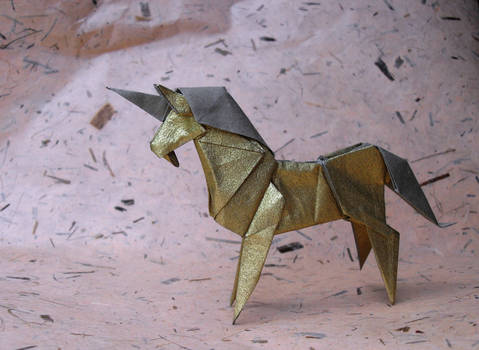 Origami Golden Unicorn