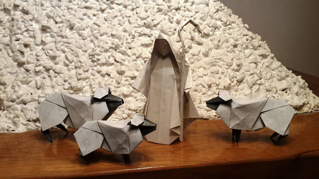 Origami Sheeps and shepherd