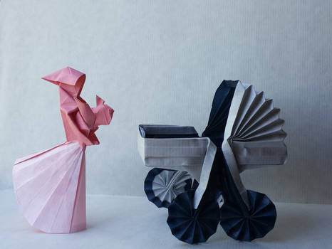 Origami mother and child