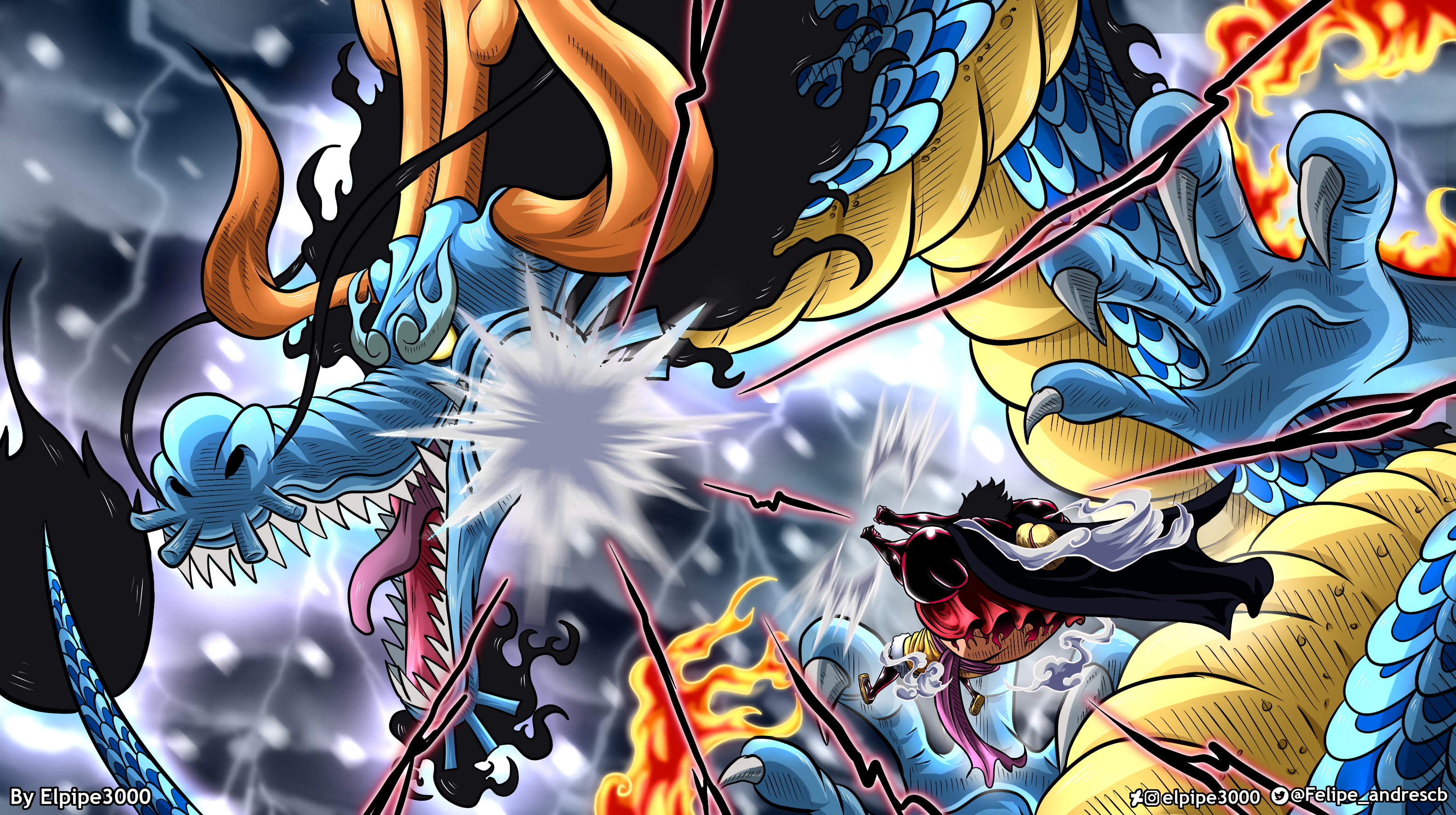 Luffy vs kaidou, one piece 1037 by EustassQ on DeviantArt