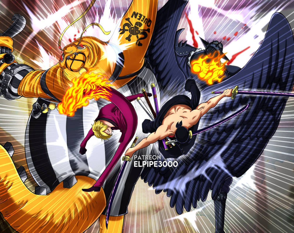 Zoro Sanji vs King Queen One piece 1022 colored by zorokenpachii
