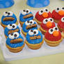 Cookie Monster   Elmo cupcakes