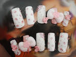 CUTE WHITE AND PINK PASTEL NAIL SET by jadelushdesigns