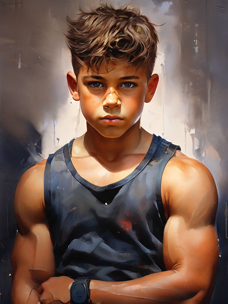 Watercolor-portrait-of-a-muscular-teenage-boy-show by EthanHarrisWalker ...