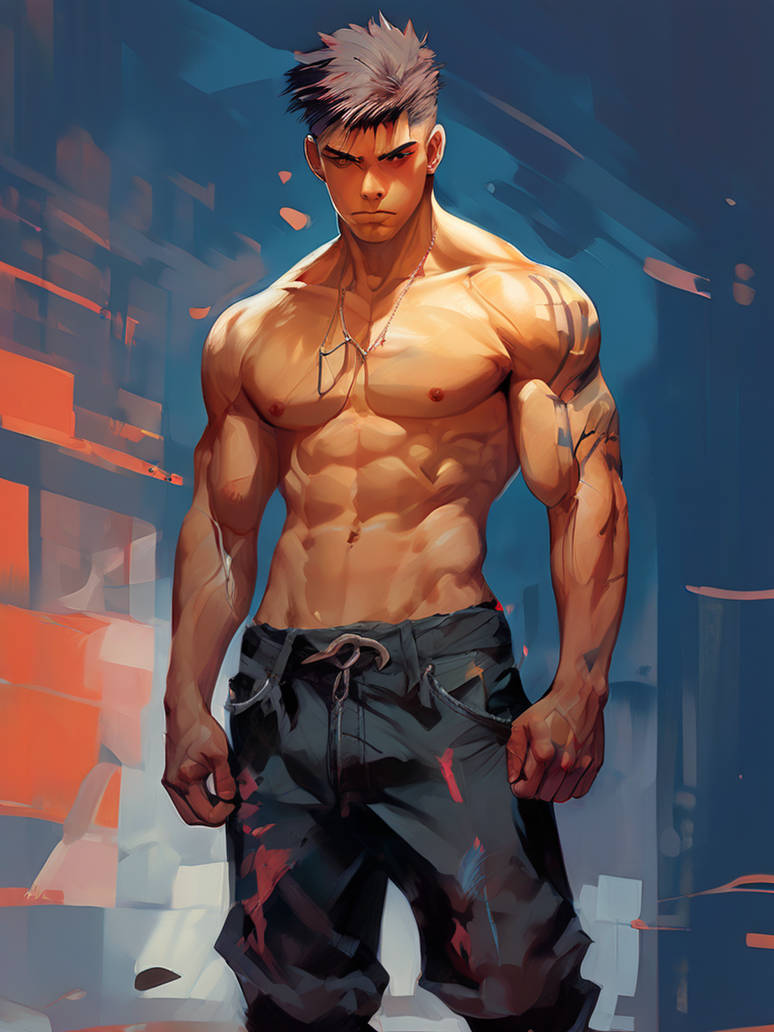 Buff Man Anim Anime-teen-muscular-alpha-male-no-shirt-with-vascu by EthanHarrisWalker ...