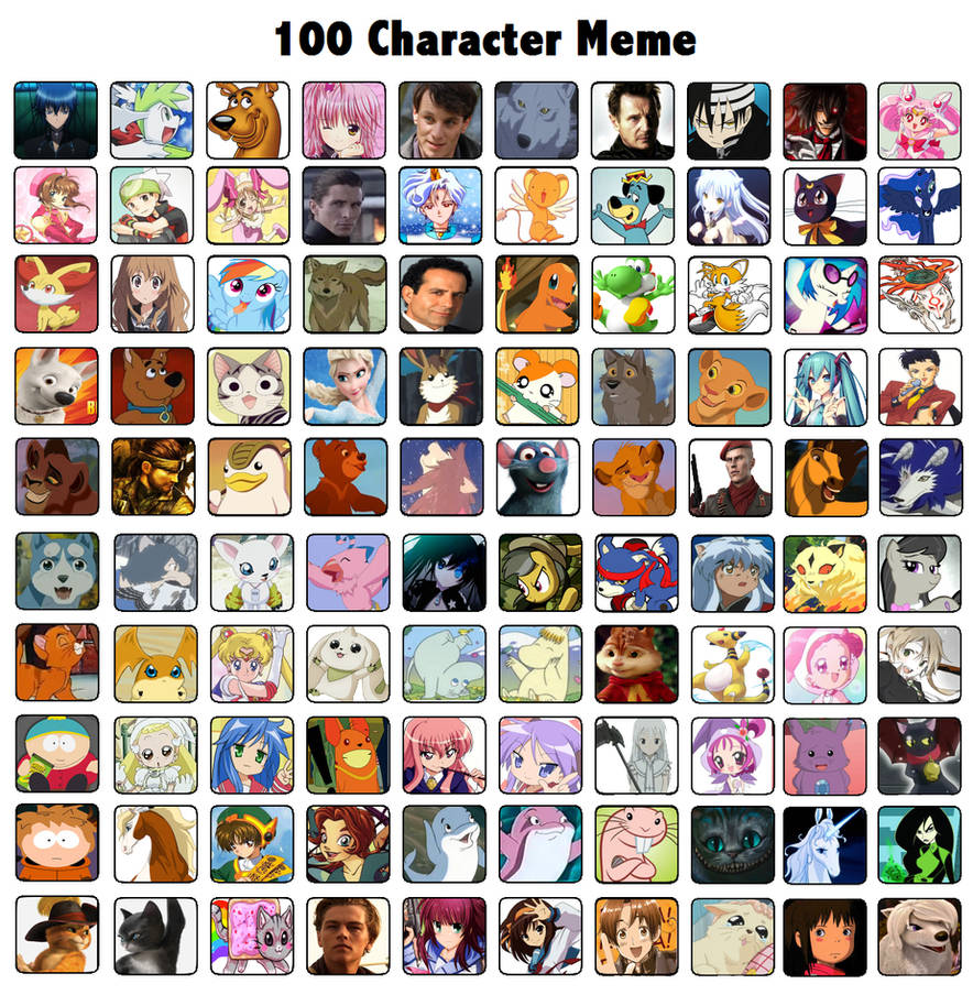 Memes characters. 100 Character meme шаблон. Мои персонажи meme by Nerra. Zom 100 персонажи. 100 Character list.
