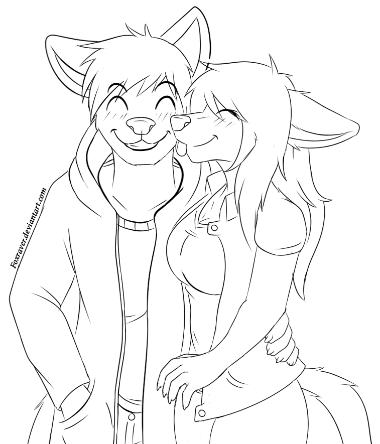 photo Couple Furry Drawings Cute a furry couple remastered line art