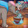 Dumbo takes a bath.