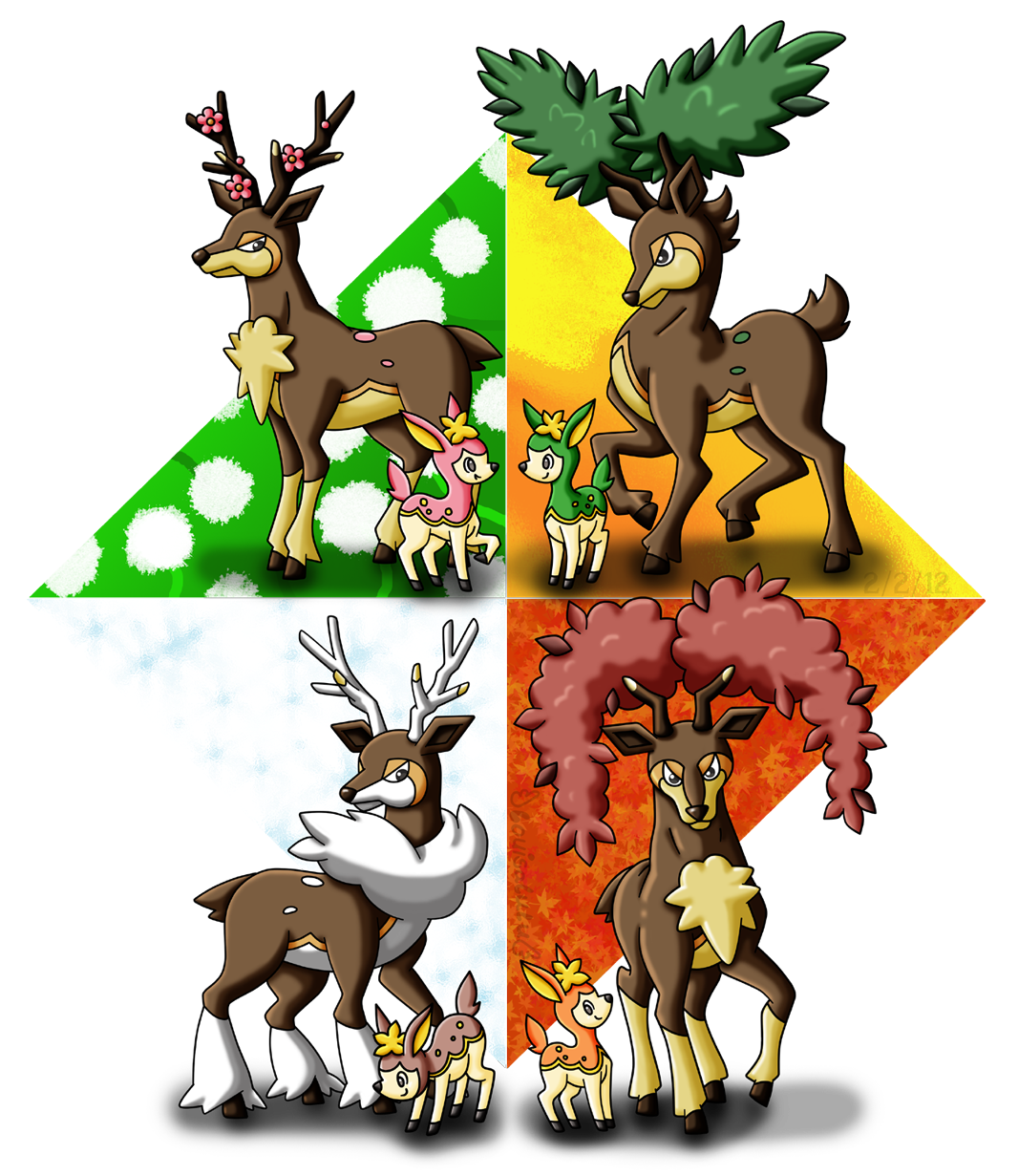 Deerling Seasons by louisalulu on DeviantArt