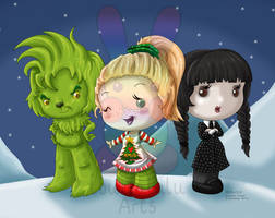 Alice, The Grinch and Wednesday Addams