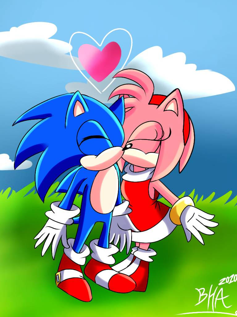 Sonic and Amy Kissing by Illustrationlover13 on DeviantArt