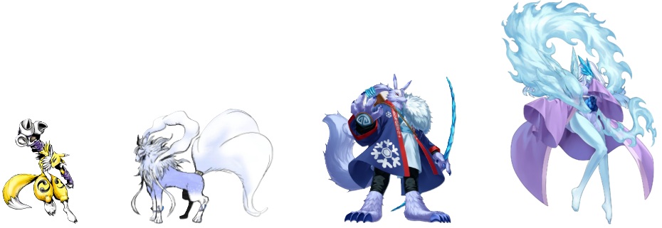 Renamon Evolution Line (Yukinamon) by DigimonTheory on DeviantArt