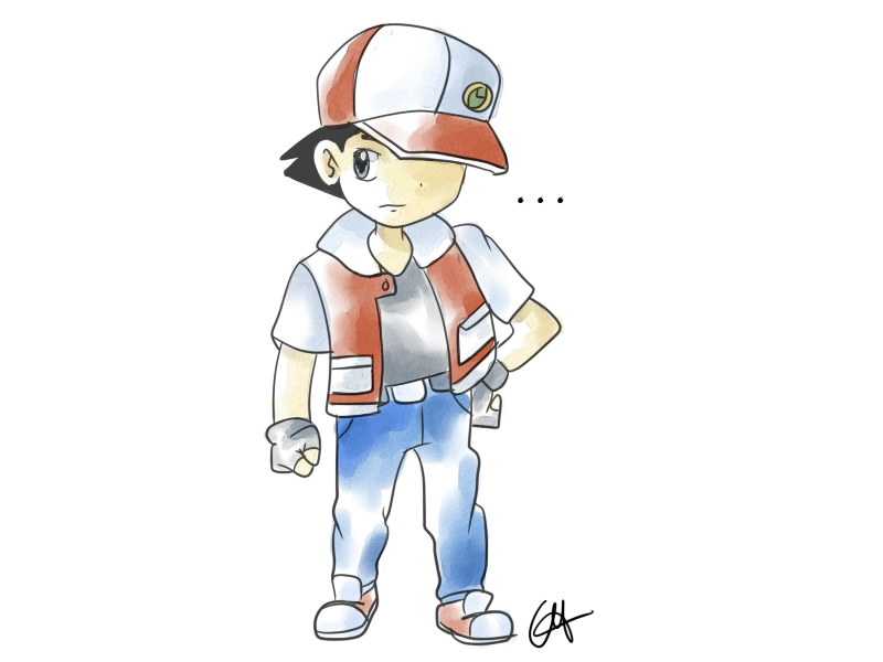 how to draw pokemon trainer red  Pokemon trainer red, Pokemon red