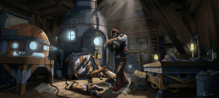 Steampunk Barn Illustration!!!!