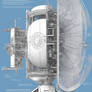 Technical drawing of a Satelite, Bluepint, white l