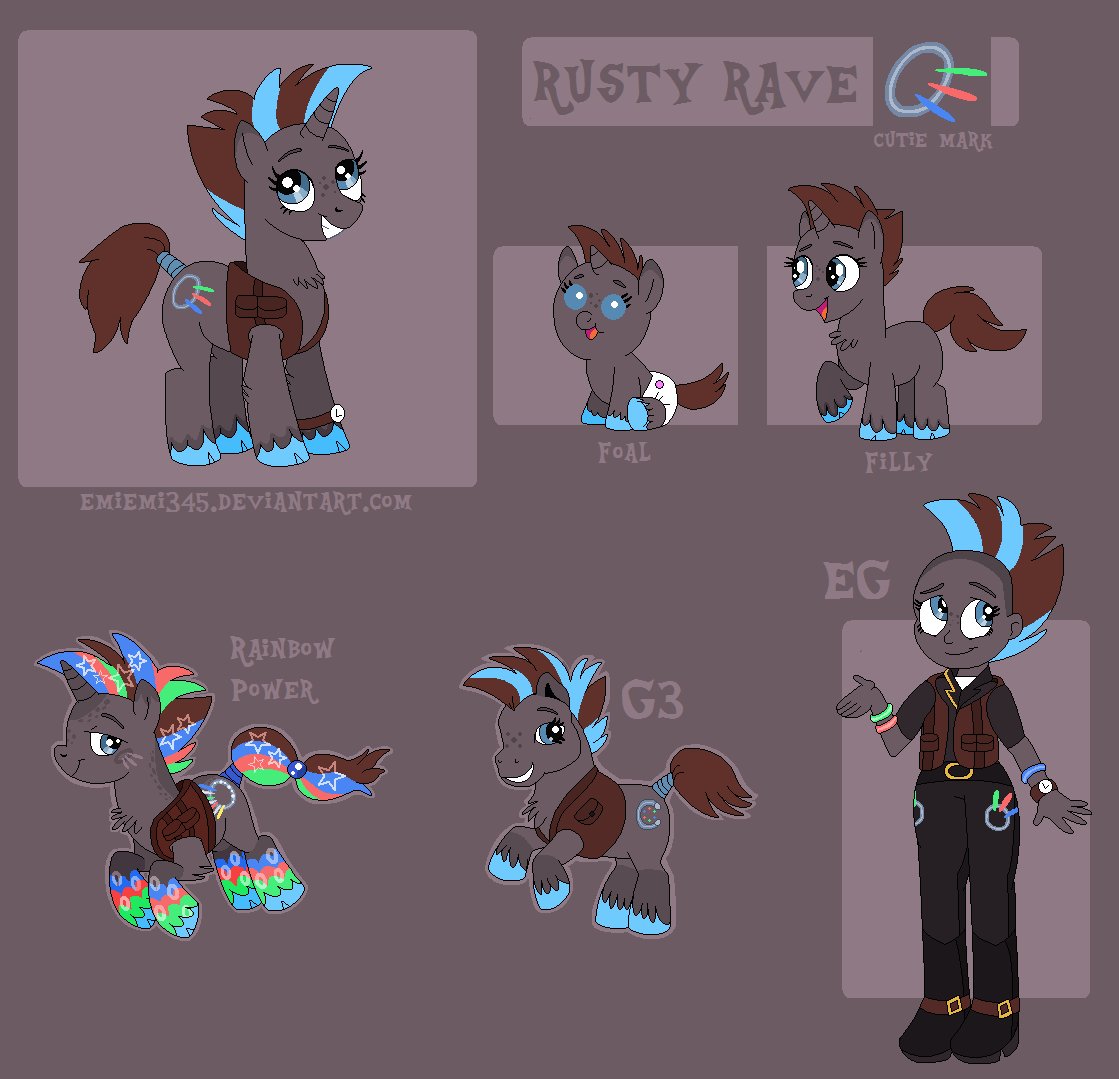 :Ponysona: Rusty Rave Official Reference Sheet