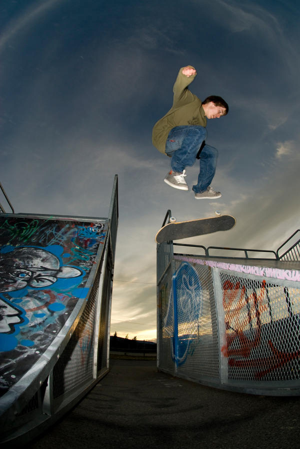 Kickflip over the transfer