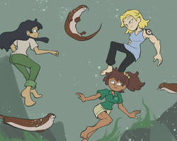A dip into the otter enclosure (Commission work)