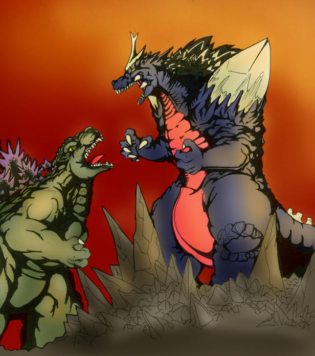 Godzilla vs spacegodzilla by Jazon19 on DeviantArt