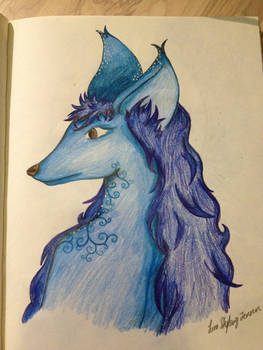 Blue Fox-lady - Drawing